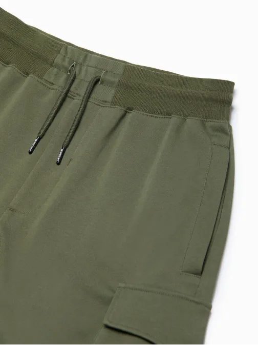 Jedinečné olivové kraťasy s velkými kapsami po bocích SRSK0106-V4