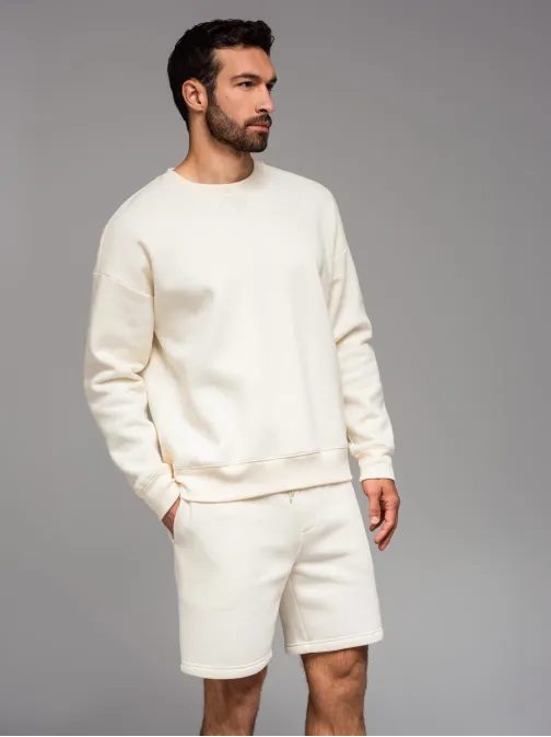 Unisex krémová sportovní souprava (mikina + šortky) V2 Z108