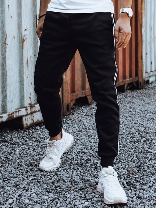Pánské černé tepláky s ozdobným pasem