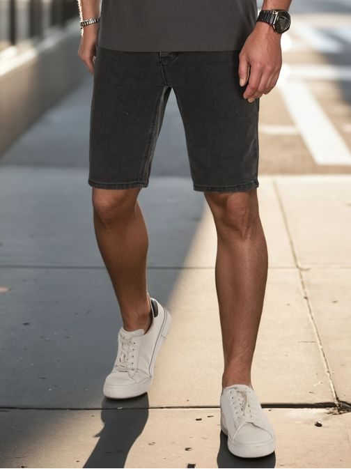 Moderní černé džínové šortky