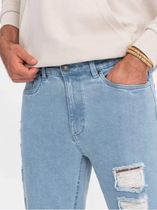 Trendy světle modré džíny s oděrkami V1 PADP-0163