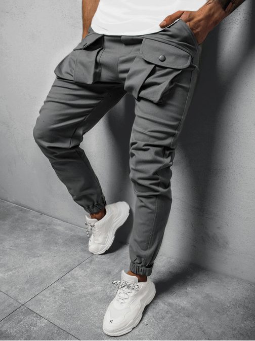 Stylové šedé jogger kalhoty G/11144