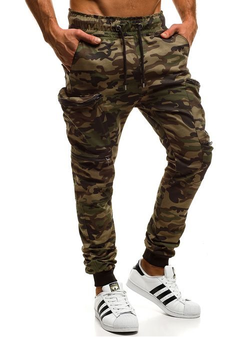 Zelené maskáčové trendy jogger kalhoty ATHLETIC 475