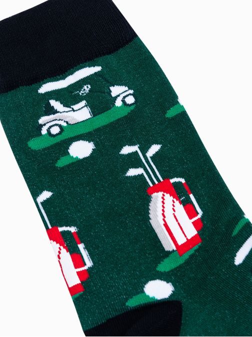 Zelené ponožky s veselým motivem Golf U195