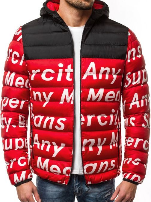Zimní prošívaná pánská bunda červená  JS/SM36