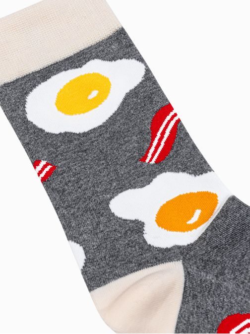Veselé šedé ponožky Breakfast U194
