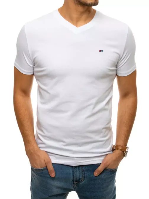 Stylové tričko v bílé barvě s výstřihem do V