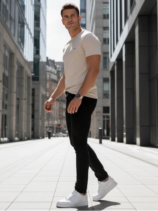 Trendy světle hnědé tričko s krátkým rukávem a s logem