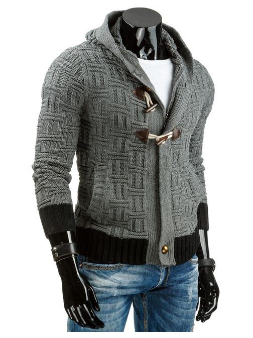 Pohodlný moderní tmavě šedý svetr na zip