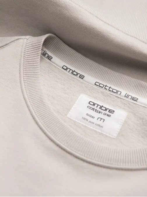 Základní béžová mikina bez kapuce v1 SSBN-0175