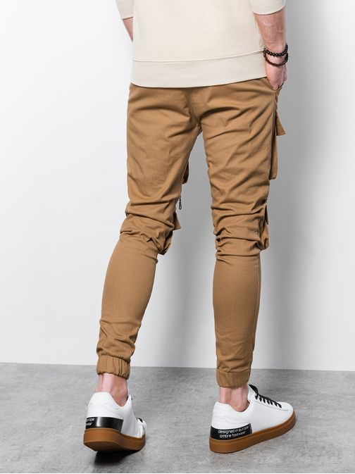 Stylové kamelové jogger kalhoty P995