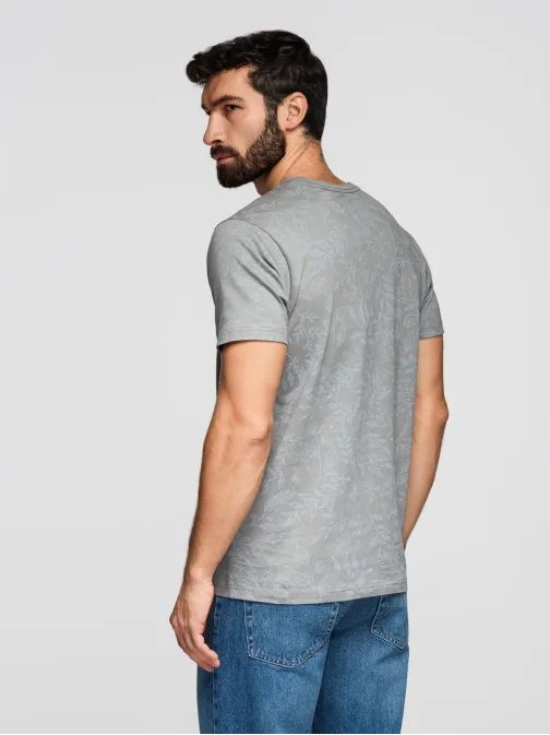 Šedé pánské tričko s květinovým potiskem V3 TSPT-0262