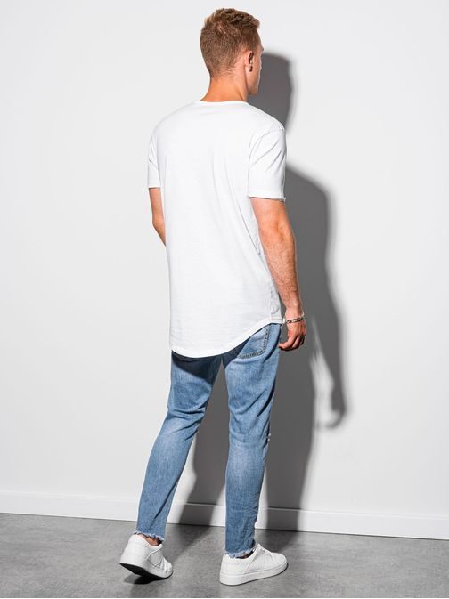 Trendové bílé tričko s prošíváním S1384