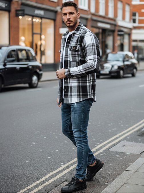 Kostkovaná flanelová košile s náprsními kapsami