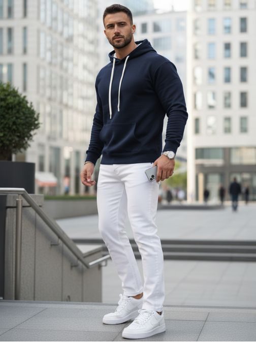 Pánská mikina tmavě modrá v zajímavém designu