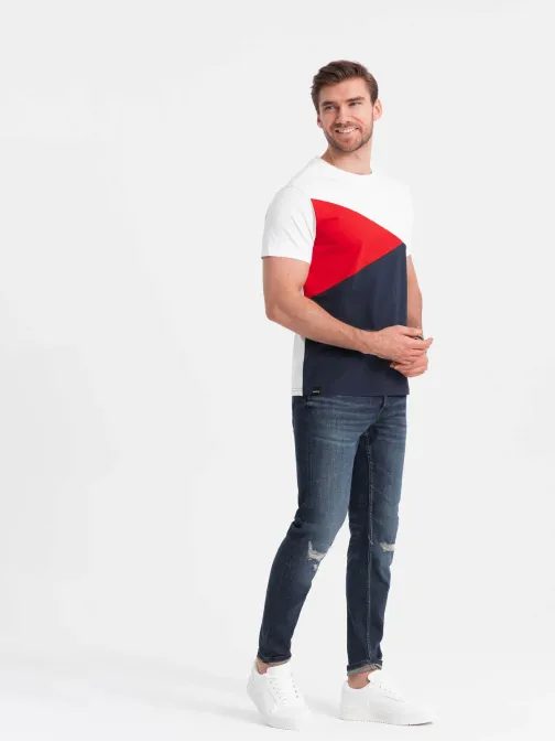 Stylové bílo-modré tričko V3 TSCT-0174