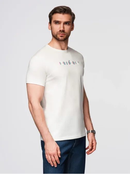 Bílé tričko s kontrastním dvoubarevným nápisem V2 TSPT-0248