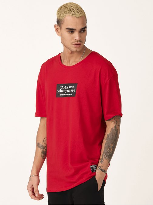 Červené zajímavé tričko s potiskem MR/21540