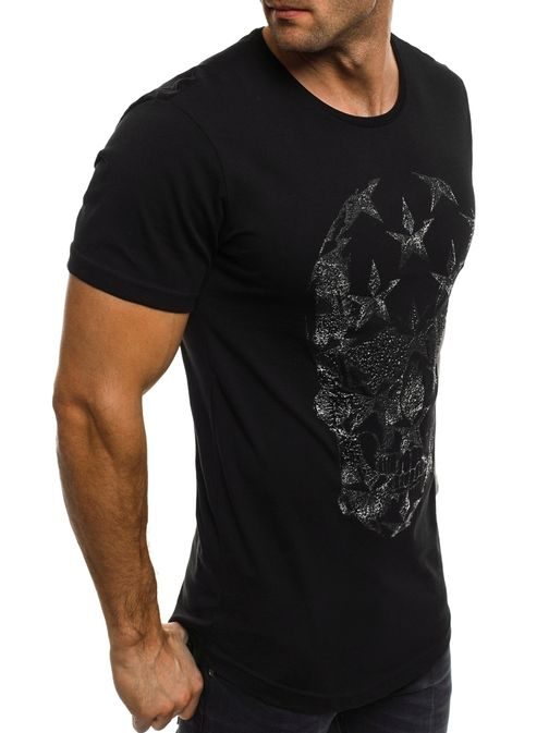 Černé moderní tričko s lesklým potiskem BREEZY 301