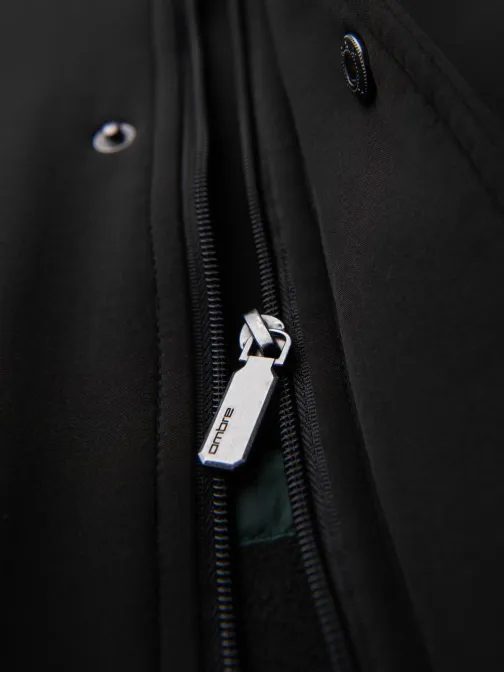 Černá pánská dlouhá bunda z umělé kůže v2 om-jafl-0109