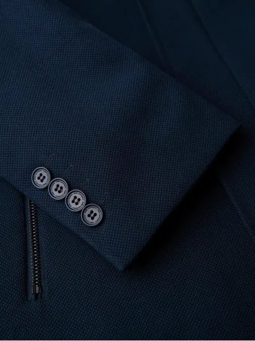 Tmavě modrý pánský kabát s vysokým límcem V2 COWC-0136