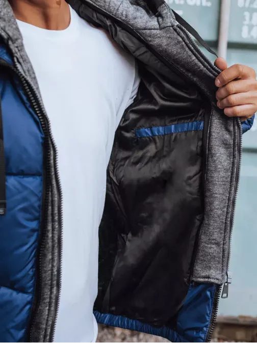 Nebesky modrá stylová prošívaná bunda na zimu