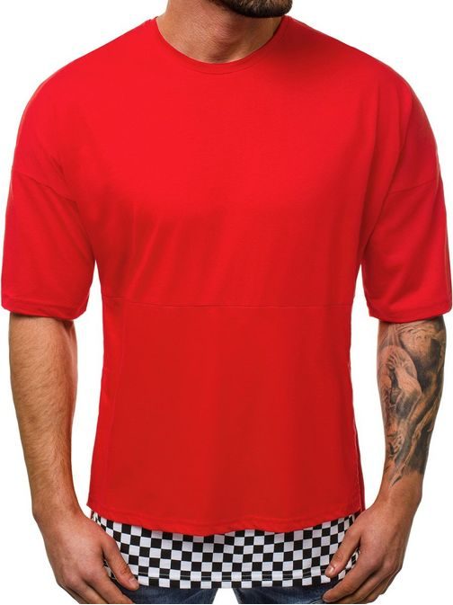 Stylové prodloužené tričko červené  B/181783