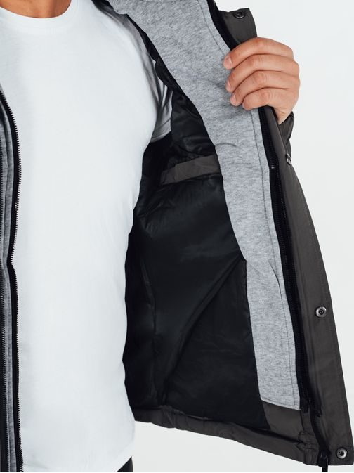 Zajímavá grafitová zimní bunda s kapucí