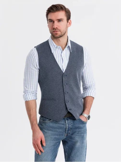 Módní elegantní granátová pánská vesta V1 BLZV-0147
