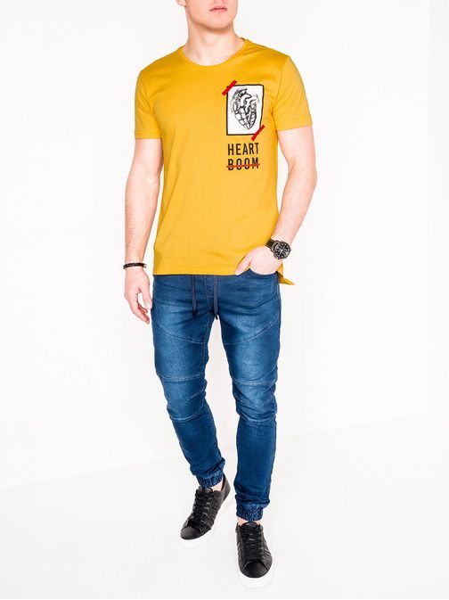 Zajímavé pánské tričko žluté s984