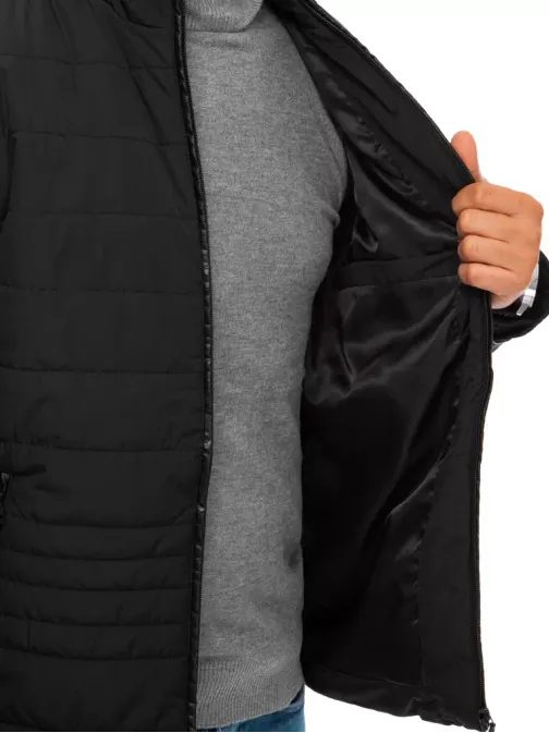 Jednoduchá prošívaná bunda v černé barvě