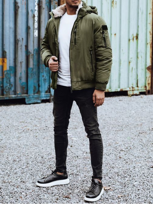 Moderní zelená zimní bunda bomber