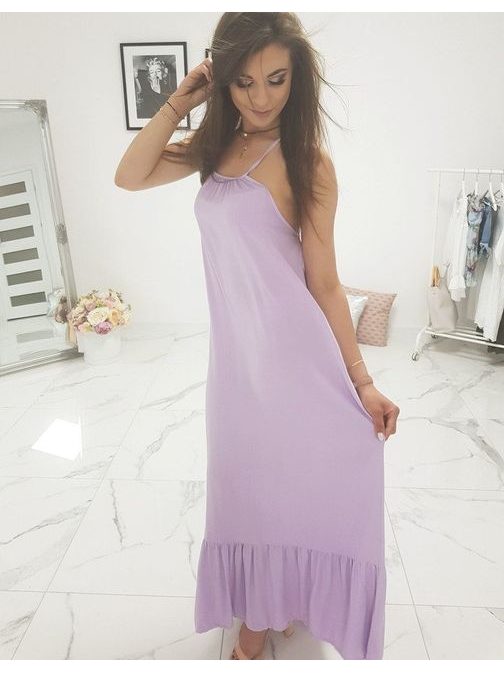 Pohodlné dlouhé fialové šaty