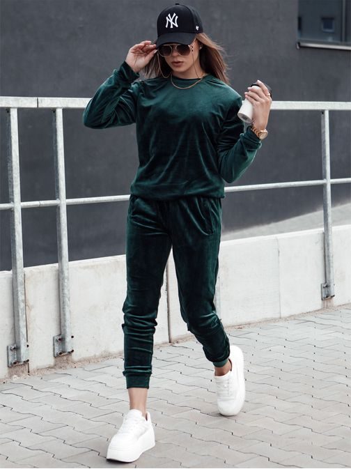 Velurová zelená dámská tepláková souprava Urbanvelvet
