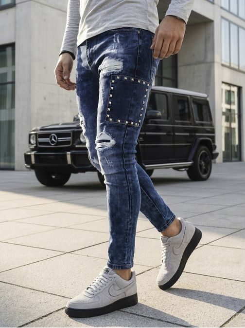 Módní modré pánské rifle v zajímavém provedení