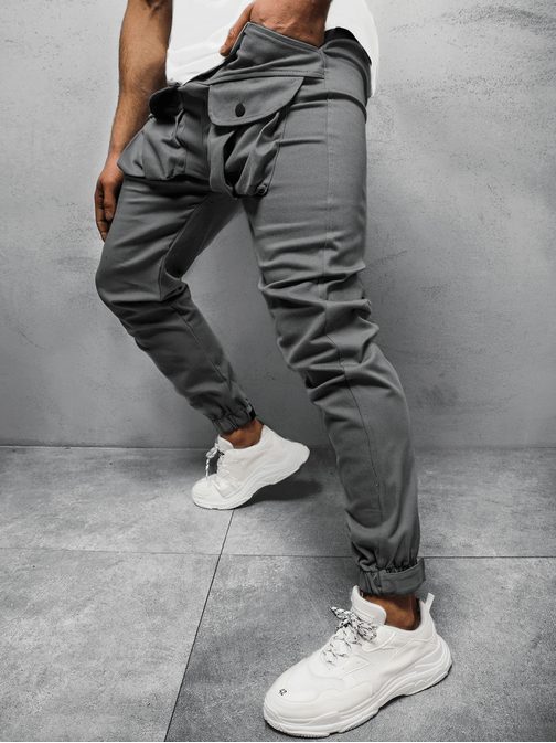 Stylové šedé jogger kalhoty G/11144