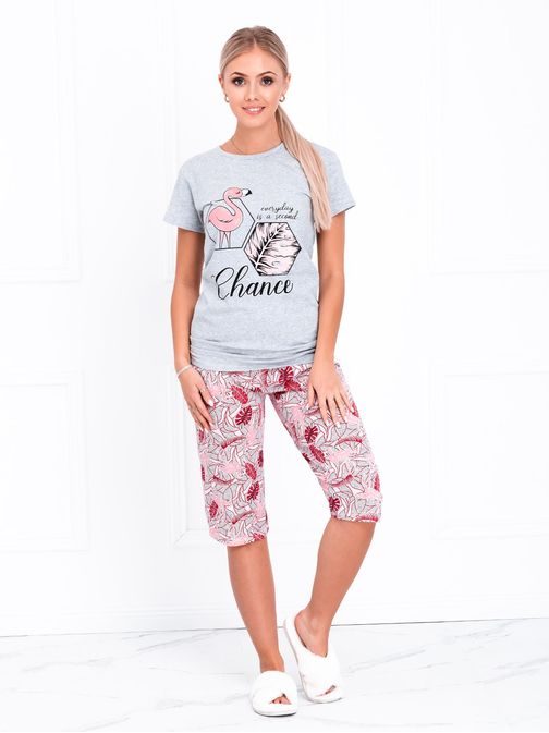 Originální dámské pyžamo v šedo-růžové barvě ULR114
