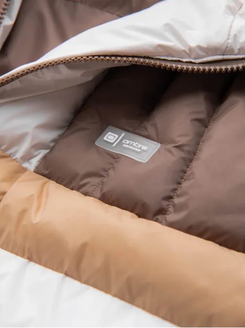 Béžová-bílá prošívaná retro bunda V2 JALP-0175