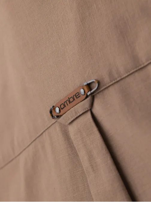 Atraktivní pánská hnědá košile s dlouhým rukávem V7 SHCS-0134