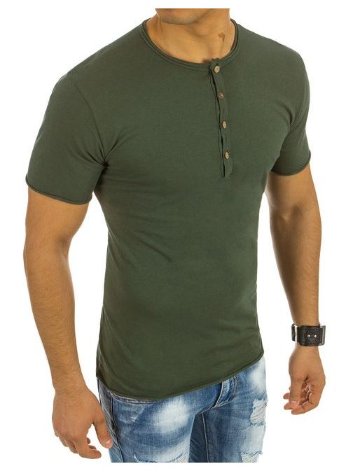 Moderní pánské zelené tričko s knoflíky