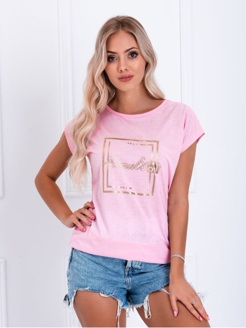 Stylové dámské tričko ve světle růžové barvě SLR052