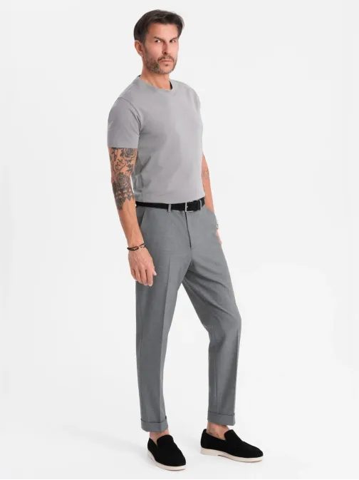 Základní šedé bavlněné tričko s kulatým výstřihem V3 TSBS-0236