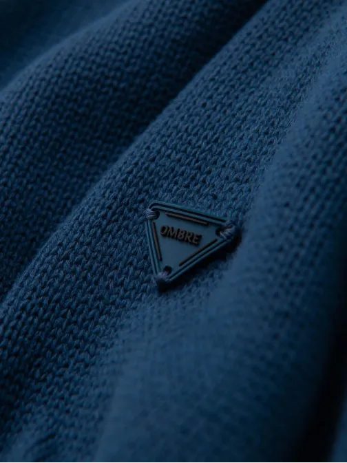 Pánský pletený rolák v tmavě modré barvě V2 SWTN-0163