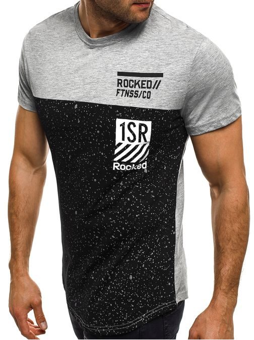 Sportovní pánské dvojbarevné šedé tričko J.STYLE SS094