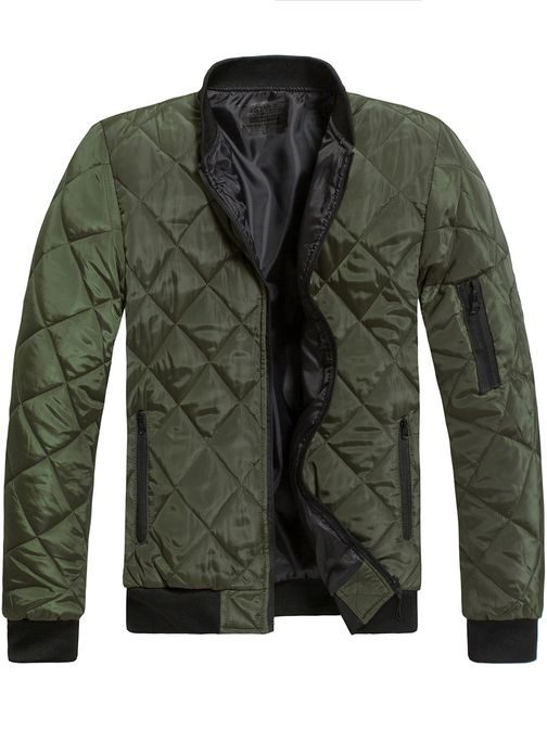 Khaki pánská prošívaná bunda J.STYLE AK76