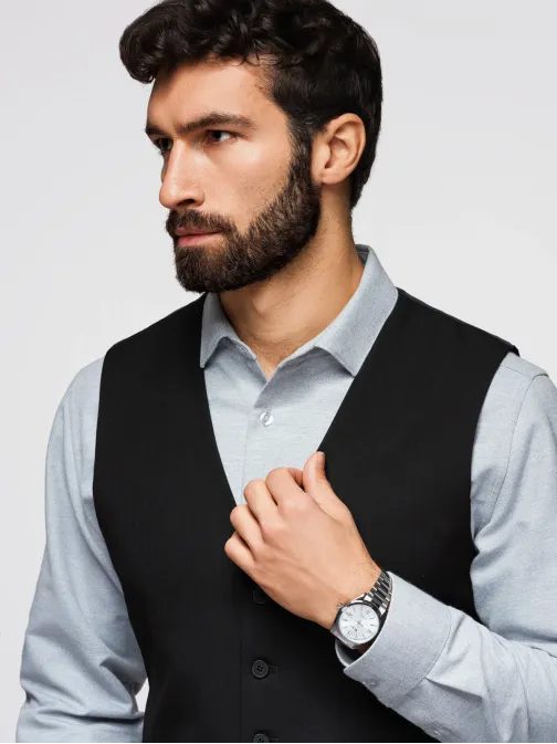 Černá elegantní vesta s úzkým střihem V3 V65