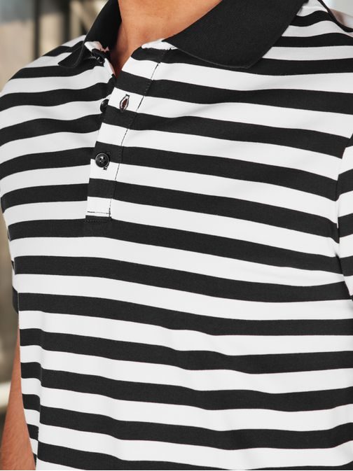 Módní černá pánská polokošile s pruhovaným vzorem