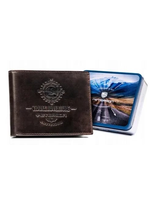 Kožená hnědá pánská peněženka - Travel Adventure