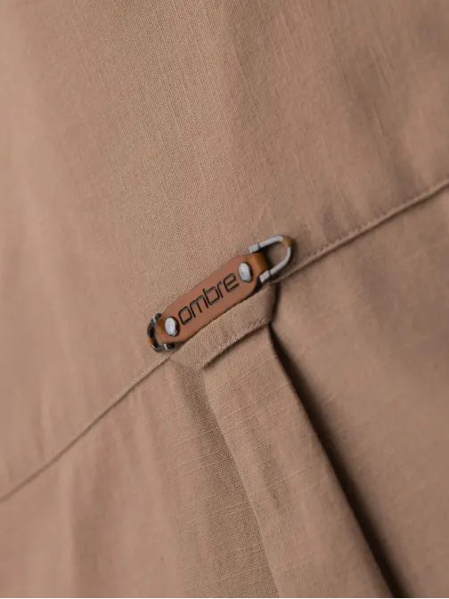 Světle hnědá lněná košile s náprsní kapsou V7 SHCS-0134