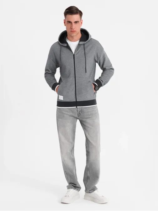 Nadčasová černá mikina s kapucí V1 SSZP-0210